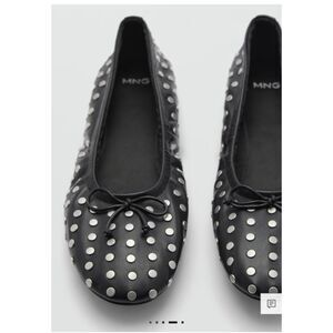 MNG BY MANGO Studded Bow Ballerina Flats Black EUR 40 US9-9.5 NEW